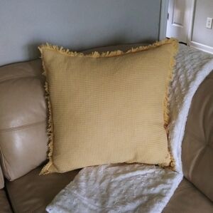 EnVogue waffle pillow yellow fringed‎ accent pillow